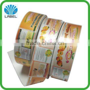 Attractive price color printing juice label ,custom plastic bottle label adhesive drink package sticker