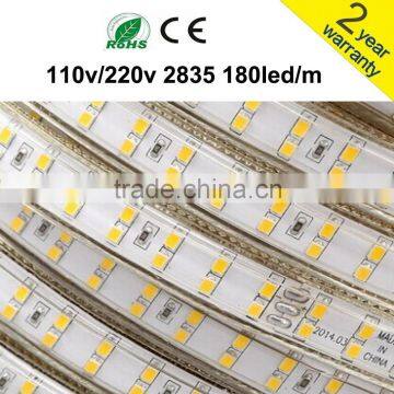 high quality 220v 2835 180led/m Flexible LED Strip CE ROHS 2 years warranty