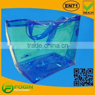 blue custom pvc plastic beach bag