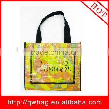 2014 the newest big yellow laminated woven duck shopping bag