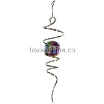 Wind Spinner--spiral W/stainless Steel Multi Color Gazing Ball