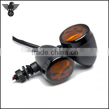 Aluminum Skull Lens Vintage Motorcycle Turn Signals for Harley Cruisers