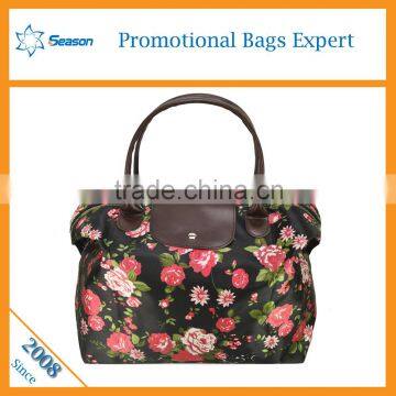 Fashion Flower Print Nylon Lady Tote Bag Women Shopping Bags photo-3