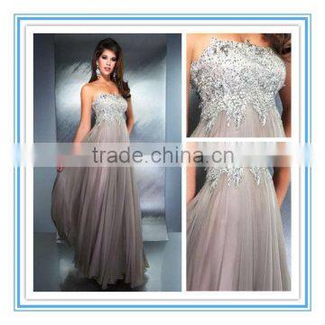 Lastest Strapless Grey Color Evening Dresses (EVMA-1024)                        
                                                Quality Choice