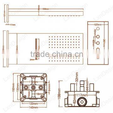European Shower Hot Cold Mixer With Embed Box 2 Function Rainfall Waterfall Shower Head and Hand Shower Set for Bathroom