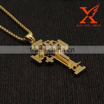 14K REAL SOLID YELLOW GOLD PLATED MEN'S WOMEN'S CROSS CNC CZ PENDANT CHARM