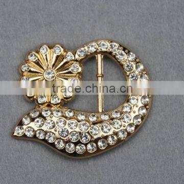 Rhinestone round pierced leaf metal decorative shoe clips