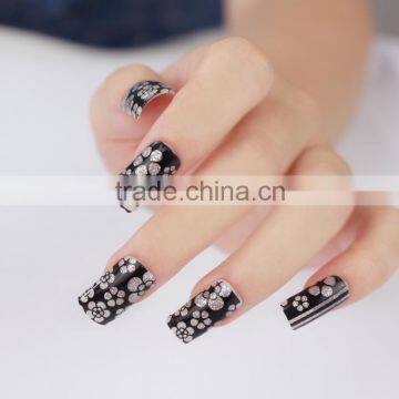 Glitter nail sticker with white lace for fashion style gold supplier BeautySticker