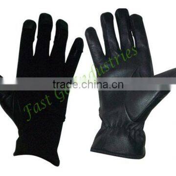 Black police traffic reflective pu lether glove