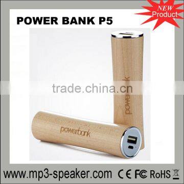 P5 Cylinder portable wooden power bank