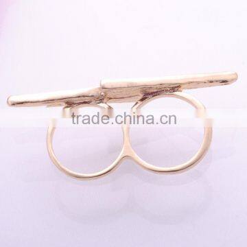 Hot Sale Gold Plated Double Finger Fashion Ring High Quality Lightning Design Rings With Crystal Rhinestone Jewelry photo-3
