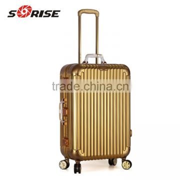 Sunrise Popular Multi-function Golden Aluminum Vanity Glitter Trolley luggage Case Portable Storage Case