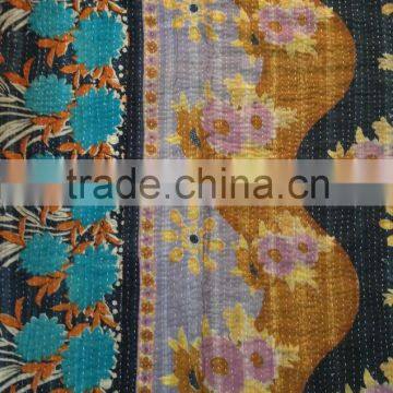 Indian Traditional Patchwork Floral Sari multi color quilt