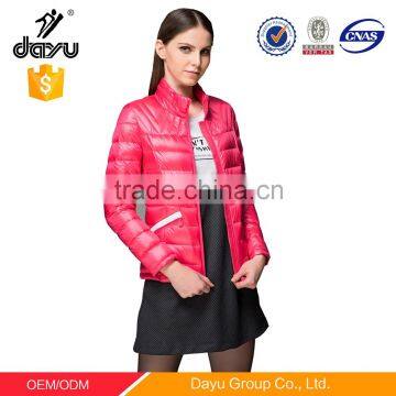 Rose red no hood short woman fashion jacket winter ultra light down jacket