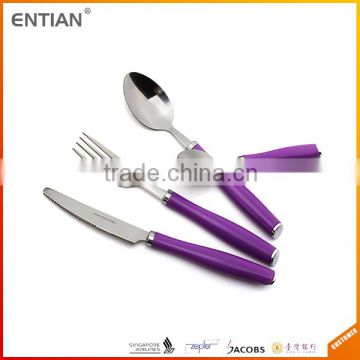 plastic handle stainless flatware, stainless steel cutlery set 24 pieces, plastic handle cutlery set