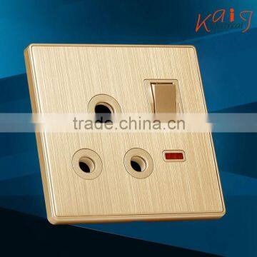 New single 15 amp socket brushed-aluminum switched socket with neon