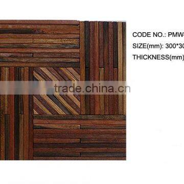 interior decoration Jigsaw pattern Wood mosaic tiles for wall background (PMW4)