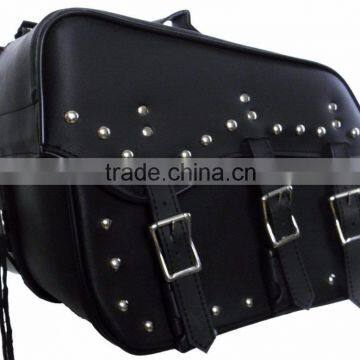 Braiding&Studded Motorcycle Leather Saddle bags Motorbike Panniers Pairs Luggage