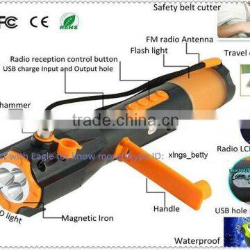 2016 LED Flashlight Torch Belt Cutter Safety Car Auto Led Emergency flashlight with Escape Hammer torch