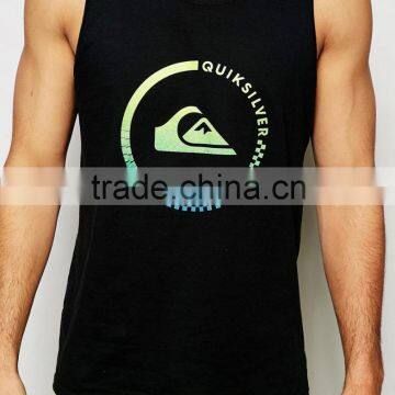 Daijun OEM New Design Dri Fit Man Black Printing Gym Tank Top photo-4