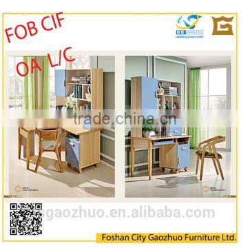 modern wood veneer home office desk with solid wood legs