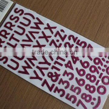 Colored glitter letter number stickers