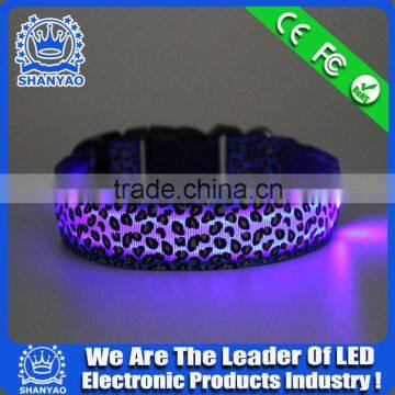 2015 Hot Selling Christmas LED Plastic Pet Trainer Collar With Leopard