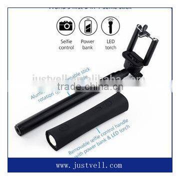 wireless portable 2200mAh selfie power bank ,selfie flash light torch power bank selfie stick