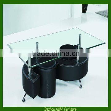 Contemporary Black "S" Shaped Coffee Table w/ Glass Top