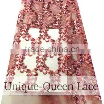 2016 Fashion African Lace Fabrics / French Tulle Lace Embroidered Nigeria Laces With Sequins/nigeria Laces photo-2