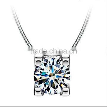 small simple cubic zirconia fake artificial shining 925 silver diamond pendant set designs