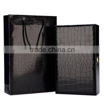 Chinese factories wholesale custom high-grade PU leather gift box, black crocodile grain packing box