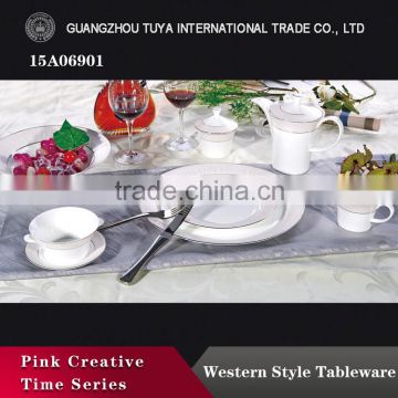 High quality eco-friendly dinner sets pink decal dinner sets