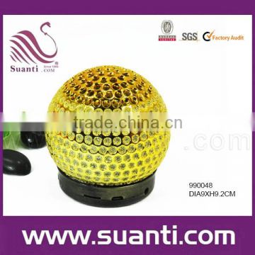 Delicate polyresin golden mini bluetooth speaker with diamond