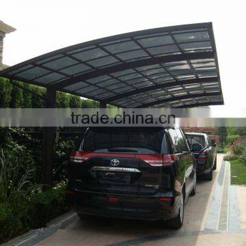 High Grade Solid PC Imitation Wooden Aluminium Frame Double Carport photo-3