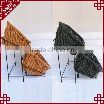 Guranteed Quality Stand Design 2-tier Rattan Bakery Display Racks photo-6