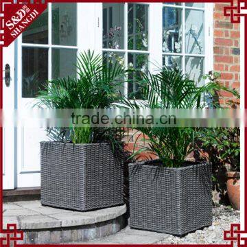 S&D Large Black Square pe Rattan Weaving Vintage Style Handmade Garden Pots for Sale Planting Pots Cheap Plant Pot photo-2
