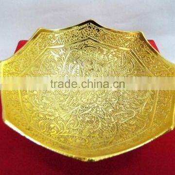 New Year Gift Handmade Gold Plated Brass Ornamental Bowl photo-2