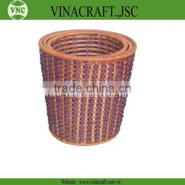 Hot sales Eco-friendly wicker waste bin in corlor for kitchen