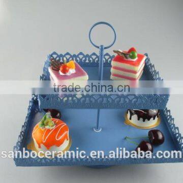 Rectangle Shape, 2 Tier Cup Cake Stand, Metal Cake Plate Color Box Packing for Wedding photo-4