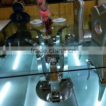 Rectangle Used Glass Dining Table Designed for Living Room / Stainless Steel Dining Table AH6120L photo-2