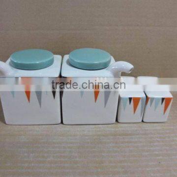 Rectangle Ceramic kitchen oil olive vinegar bottle salt pepper set