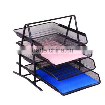 4 Layers Black Office Desk Metal Mesh File Rack photo-2