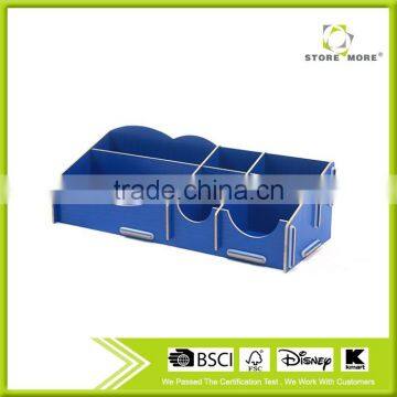 6 Compartments Wooden Home Office DIY Desk Cosmetic Storage Organizer Pen Container photo-2