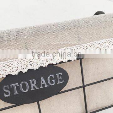 Black Rustic Wire Basket With Liner for Storage photo-3