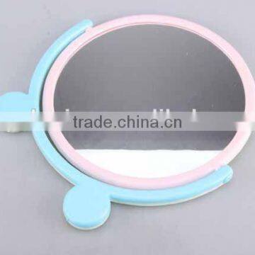 Colorful round plastic double sided with double round foot base mirror