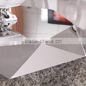 CN8023 Antique Modern Round Silver Mirror Coffee Table With Stools photo-3