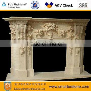 Beige Marble Electric Fireplace Frame