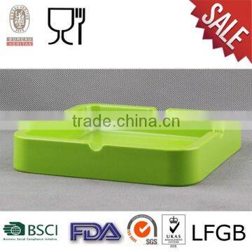 Square Melamine Ashtray with logo green color