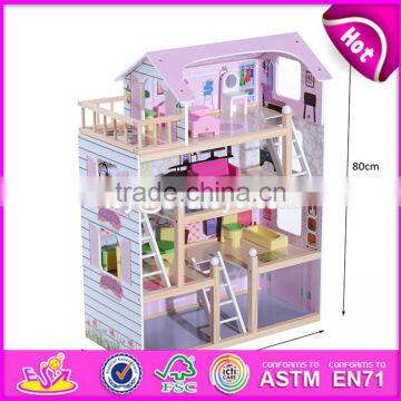 2017 Best Luxurious 4 Floors Children Wooden Dollhouse Kits With Garage W06A238 photo-3